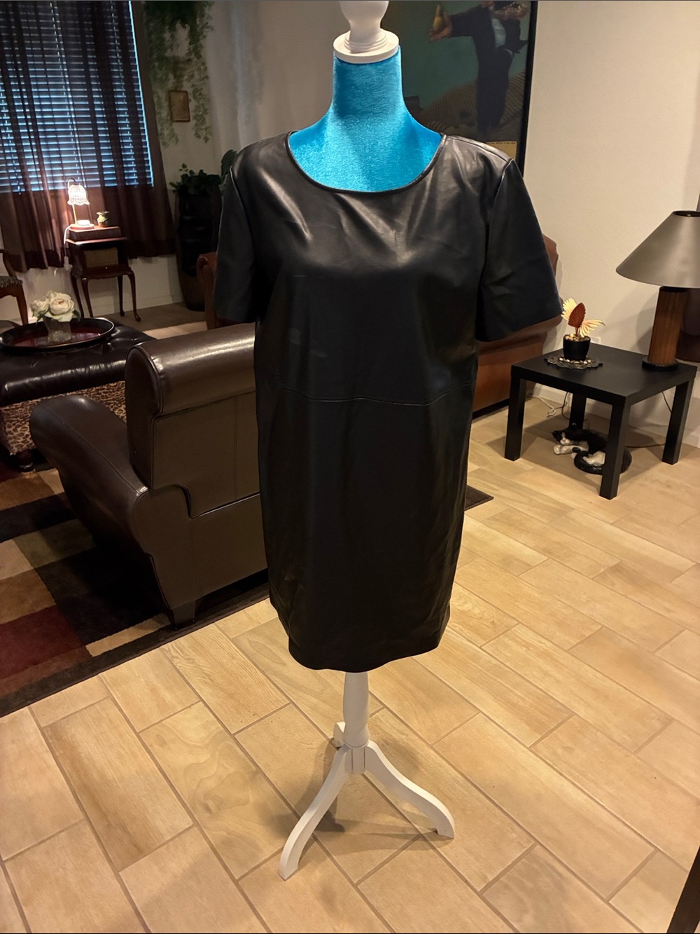 Z Supply Black Faux Leather Mini Shift Dress